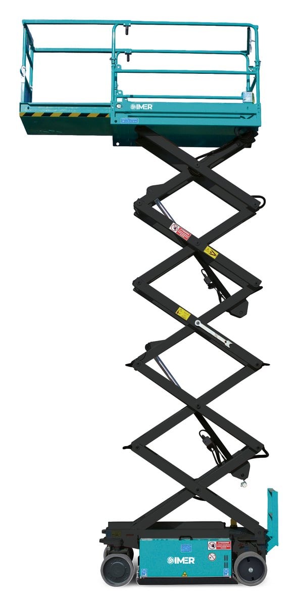 IMER electric scissor lift at full height